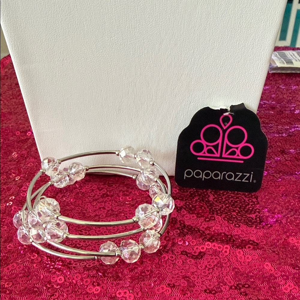 Paparazzi Silver Bracelet with Clear Beads